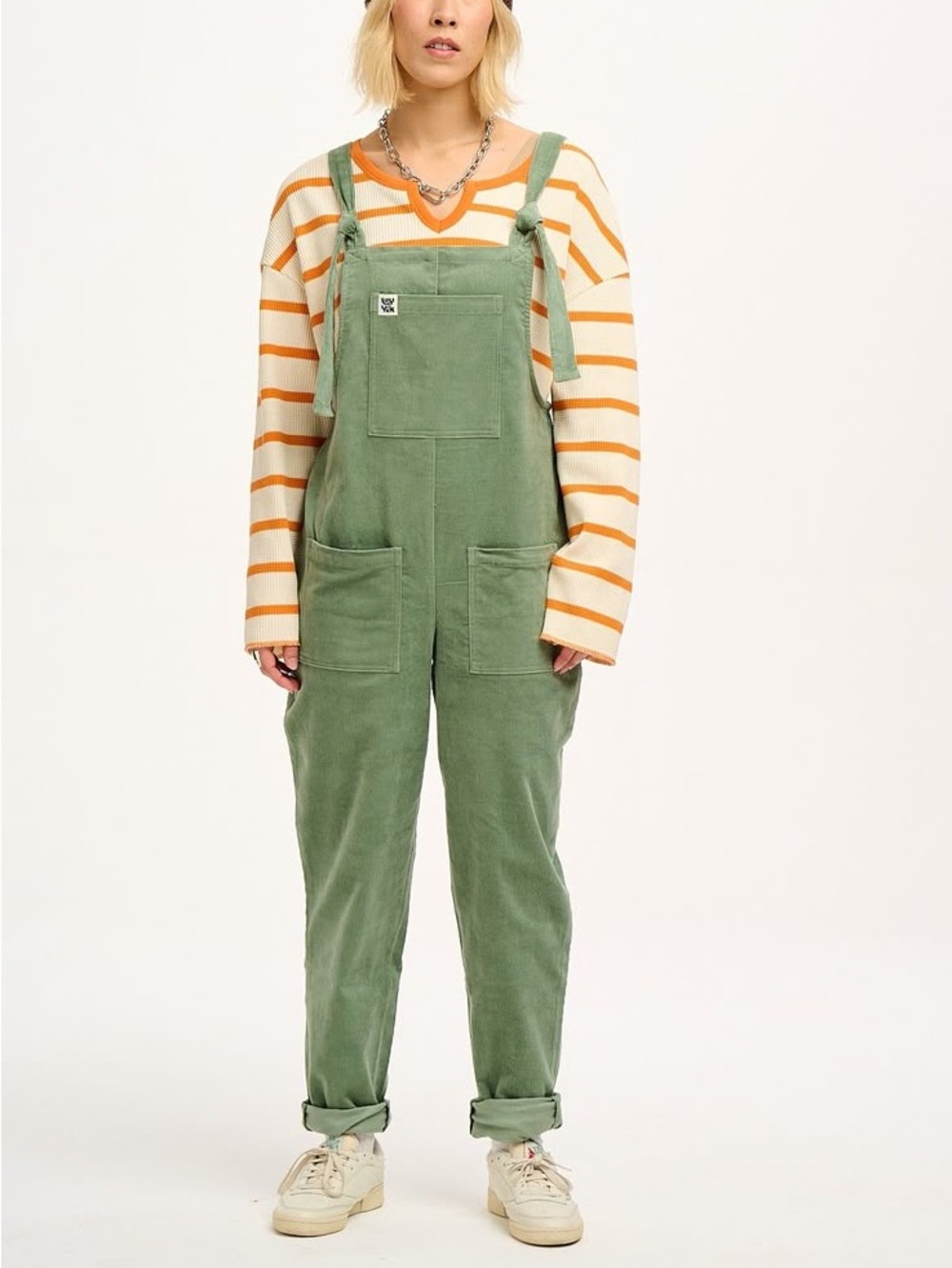 Lucy & Yak Sage Green Corduroy Dungarees